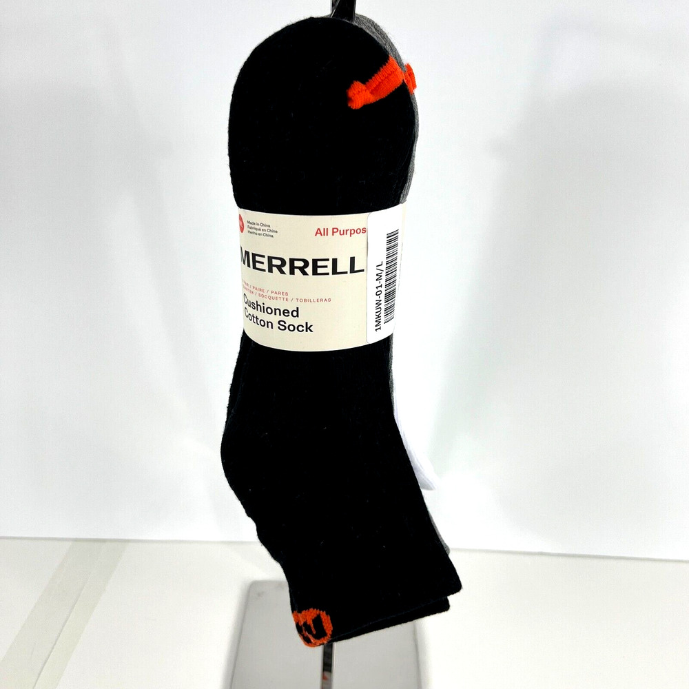 Merrell Men Cushioned Cotton Quarter Crew Socks 6 Pairs Multicolor Sz 9-12 New